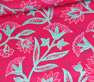 Baumwolle - Webware - Summer Feeling - Große Blumen - Fuchsia