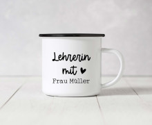 Emaille Becher - Lehrerin mit Herz