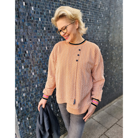 Bio-Elastic Minijacquard Jersey - 3D - Connect Knit - Evermore - Hamburger Liebe - Orange/Pink