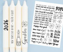 DIN A4 - Tattoofolie - Happy New Year - für Kerzen / Keramik - Weihnachten