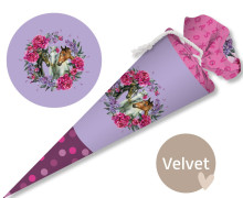 DIY-Nähset Schultüte - GESCHWISTERTÜTE - Dream Horses - Blumenkranz - Flieder - Velvet - abby and amy