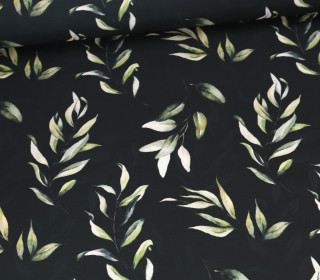 Outdoorstoff - Blumengruß - Blätter - Schwarzblau - abby and amy