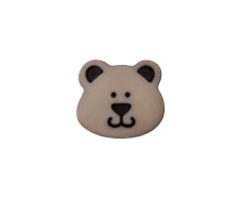 1 Polyesterknopf - Rund - 15mm - Öse - Kinder - Bär - Taupe