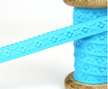1m elastisches Schrägband  - Jacquard - 12mm - Cyanblau