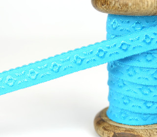 1m elastisches Schrägband  - Jacquard - 12mm - Cyanblau