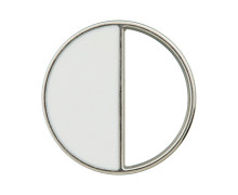 1 Metall-Polyesterknopf - Rund - 25mm -  Öse - Silber/Weiß