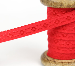 1m elastisches Schrägband  - Jacquard - 12mm - Rot