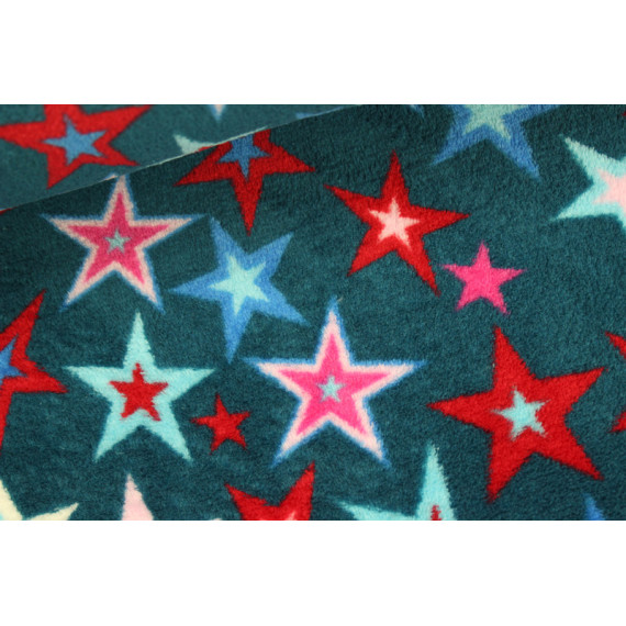 Fleece Bunte Sterne Petrol Wellnessfleece