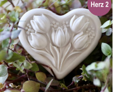 Silikon - Gießform - Herz mit Blumen - 5 Krokusse - Herz 2 - vielfältig nutzbar