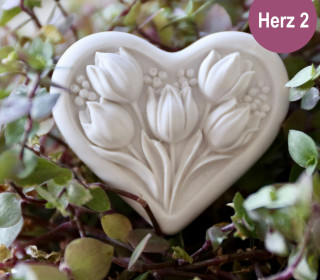 Silikon - Gießform - Herz mit Blumen - 5 Krokusse - Herz 2 - vielfältig nutzbar