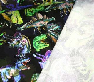 Leichter Kuschelsweat - Dinosaurier - Schwarz