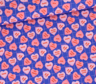 Outdoorstoff - Conversation Hearts - Royalblau - Cherry Picking - abby and amy