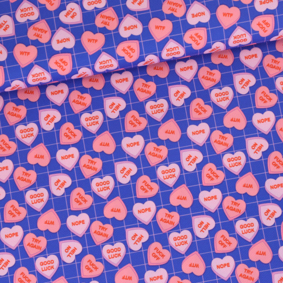 Outdoorstoff - Conversation Hearts - Royalblau - Cherry Picking - abby and amy