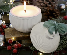 Silikon - Gießform - Besondere Christbaumkugel - Streifen - Dose - mit Deckel - Kerzengefäß - 7oz - mit Manschette - offizieller Partner von Boowan Nicole - vielfältig nutzbar