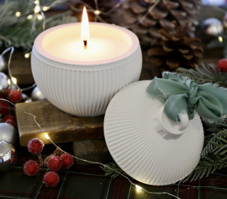 Silikon - Gießform - Besondere Christbaumkugel - Streifen - Dose - mit Deckel - Kerzengefäß - 7oz - mit Manschette - offizieller Partner von Boowan Nicole - vielfältig nutzbar