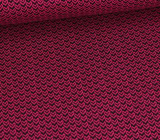 Bio-Elastic Minijacquard Jersey - 3D - Sweetheart Knit - Easygoing - Hamburger Liebe - Beere/Schwarz
