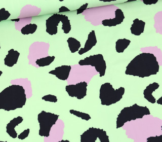 Softshell - Fleece - Leo Animal Print - Mint - abby and amy