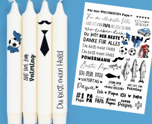 DIN A4 - Kerzen-Tattoofolie - Vatertag - Motive - für Kerzen / Keramik