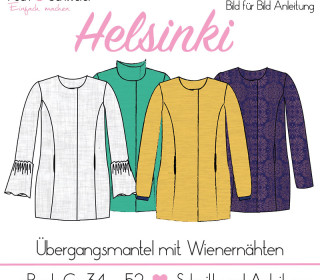 E-Book – Mantel „Helsinki“mit Wienernähten Gr. 34 – 52 in A4 und A0 (Einzel- und Mehrgrößenschnitt) Pech&Schwefel PechundSchwefel
