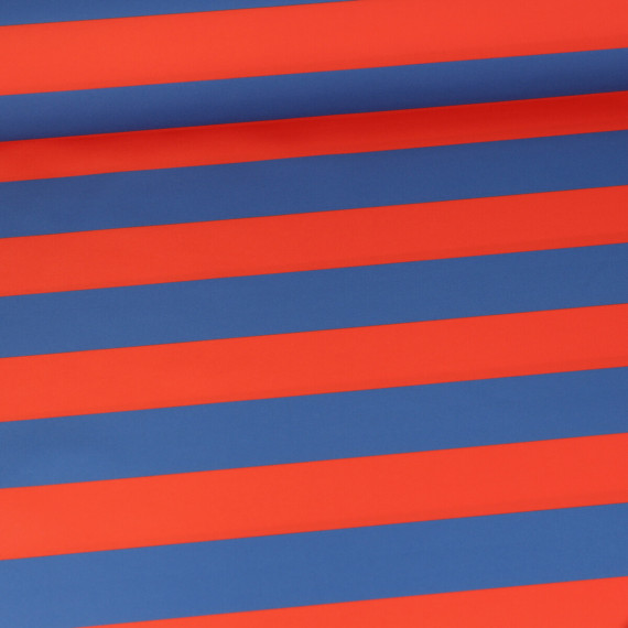 Outdoorstoff - Just Stripes! - Streifen - Taubenblau/Dunkelrot - abby and amy