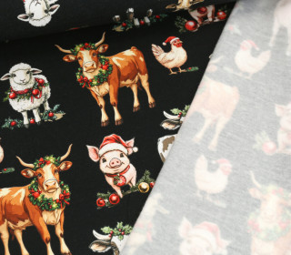 Leichter Kuschelsweat - Weihnachtstierfarm - Schwarz
