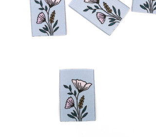 1 Label - Blumen - Graublau - EMJO-DESIGN