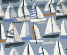 Canvas - Feste Baumwolle - Abstract Sailboats - Maritim - Taubenblau