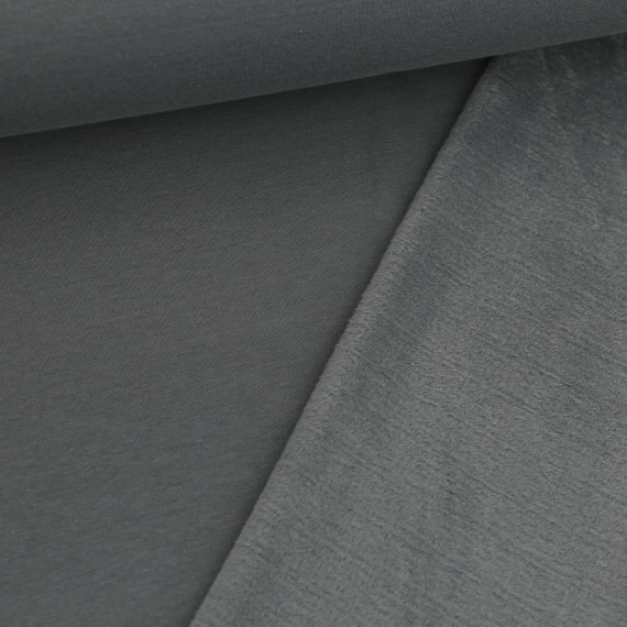 Alpenfleece - Baumwolle - Kuschelstoff - Uni - Dunkelgrau