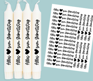 DIN A4 - Kerzen-Tattoofolie - Alles Liebe zum Geburtstag - für Kerzen / Keramik