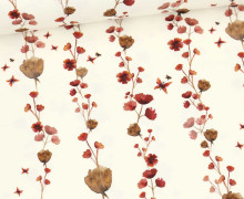 Jersey - Bedruckt - Watercolor Red & Brown Small Flowers - Warmweiß