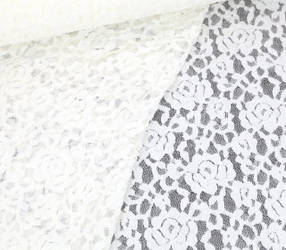 Spitze - Spitzenstoff - Blütenmuster - Elastisch - Warmweiß