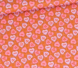 Outdoorstoff - Conversation Hearts - Rostorange - Cherry Picking - abby and amy