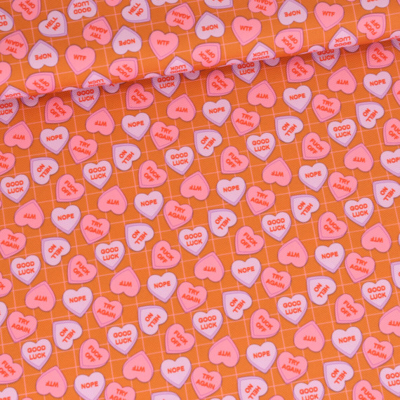 Outdoorstoff - Conversation Hearts - Rostorange - Cherry Picking - abby and amy