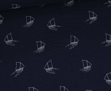 Musselin - Muslin - Double Gauze - Segelboote - Stahlblau