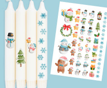 DIN A4 - Tattoofolie - Gleeful Snowmen - für Kerzen / Keramik - Weihnachten