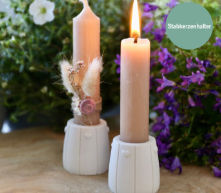Silikon - Gießform - Kerzenständer - 3D Herzen & breite Streifen - Stabkerzenhalter - vielfältig nutzbar