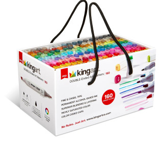 Kunstmarker Stifte Set - Doppelspitzen - Alkoholbasierte Tinte - kingart PRO - 160 Farben