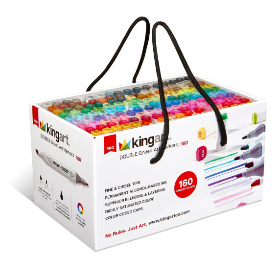 Kunstmarker Stifte Set - Doppelspitzen - Alkoholbasierte Tinte - kingart PRO - 160 Farben