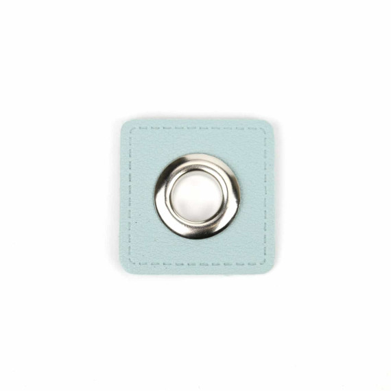 Kunstleder Öse - Quadrat - 11mm - Square - Patches - Pastelltürkis/Silber
