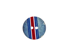 1 Polyesterknopf - Rund - 18mm - 2 Löcher - Streifen - Used-Look - maritim - Taubeblau