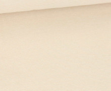 Glattes Bündchen - Kleine Streiflinge - 1mm Streifen - Schlauchware - Warmweiß/Beige