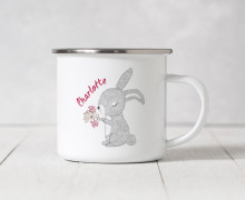 Emaille Becher - Happy Bunny - Blumen - Ostern