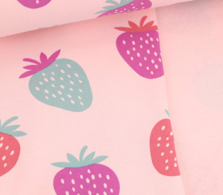 Leichter Kuschelsweat - Erdbeeren - Rosa