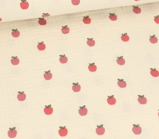 Musselin - Muslin - Double Gauze - Fruits - Apples - Schnuffeltuch - Windeltuch - Beige
