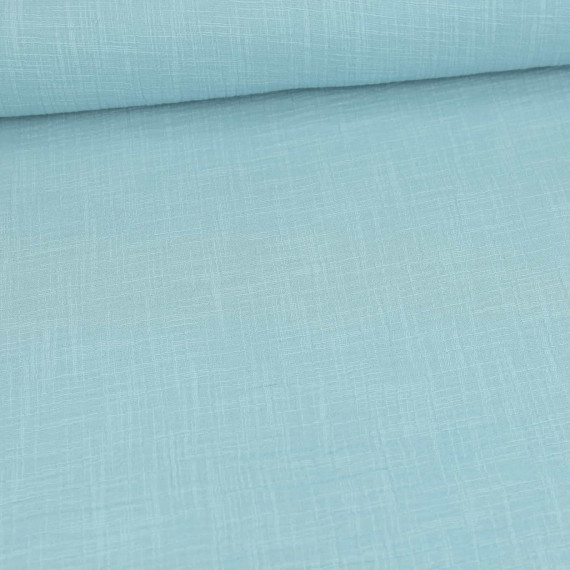 Musselin - Muslin - Double Gauze - Schnuffeltuch - Windeltuch - Uni - Slub-Garn - Pastelltürkis