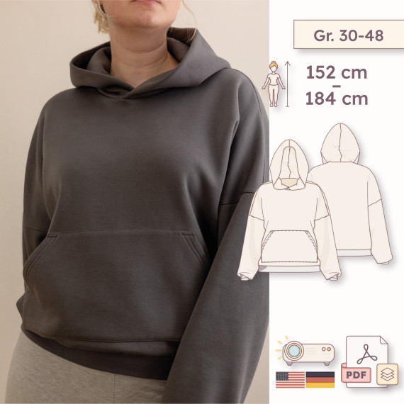 Hoodie Schnittmuster (Oversized) - Damen Gr. 30-48