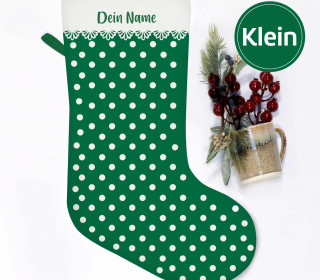 DIY-Nähset - Nikolaussocke - KLEIN - Softshell -  Little Dots - Grün/Weiß
