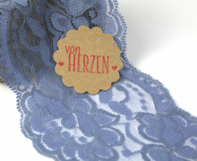 1m elastische Spitze - 95mm - Blumen - Taubenblau