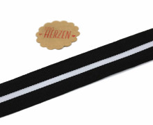 1 Meter Ripsband - Köperband - Streifen - 30mm - Schwarz/Hellgrau