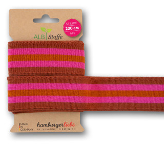 Streifenband - Stripe Me - College - 3 Stripes - Evermore - Rostorange/Pink/Rostorange Dunkel - Multi - Hamburger Liebe